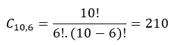 combinação de 10 elementos tomados 6 a 6