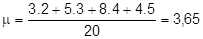 Exemplo 2 - desvio padrão: cálculo da média