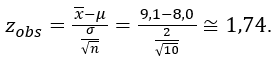exemplo 2 - cálculo de z observado