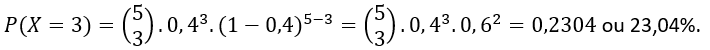 exemplo 3 - aplicação da fórmula da distribuição binomial