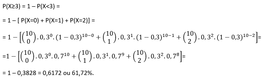 exemplo 5 - cálculos probabilidade binomial