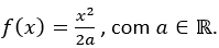 exercício 8 - função f(x) = x2/2a