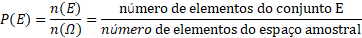 fórmula: cálculo da probabilidade