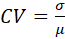fórmula do coeficiente de variação populacional