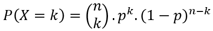 fórmula da distribuição binomial de probabilidades